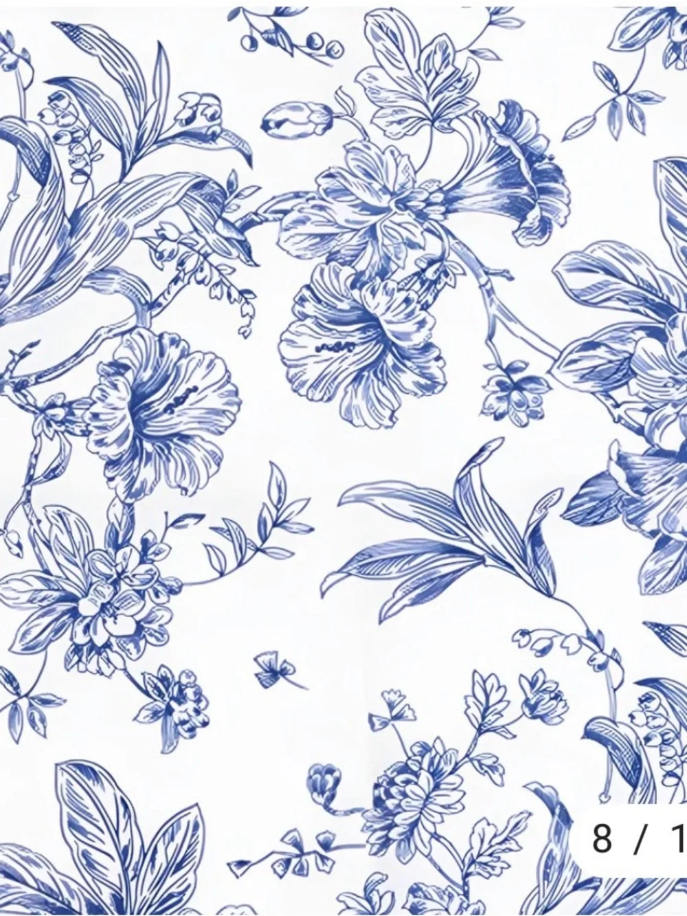5 Blue Round Floral French Toile Round Tablecloths- 120 inches